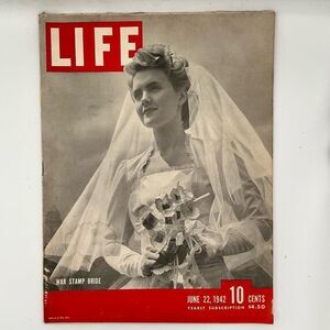 Vintage LIFE Magazine Cover - War Stamp Bride June 22,1942